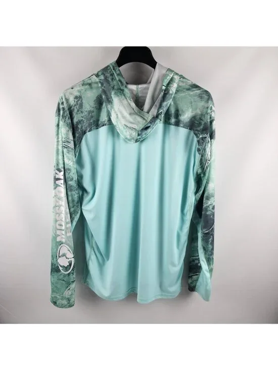 Mossy Oak Hoodie Mens XXL Green Gray Tie Dye Fishing L/S Pullover - Picture 2 of 7